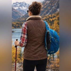 Patagonia Vest Women Fleece Zip Outdoor Hiking Travel Winter Sherpa Reversible